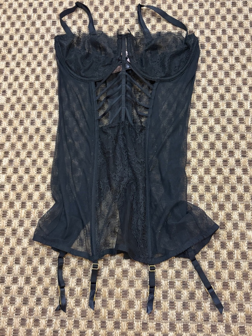 NWT Victoria's Secret Lace Corset Bustier Garter Black 36C Fantasy Whimsigoth